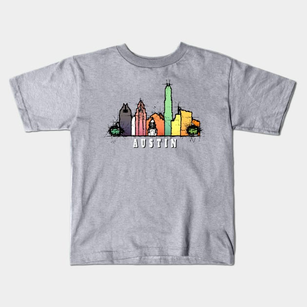 Austin city Kids T-Shirt by DimDom